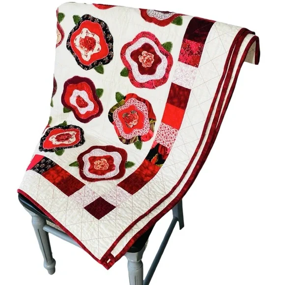 French Rose Raw Edge Applique Quilt